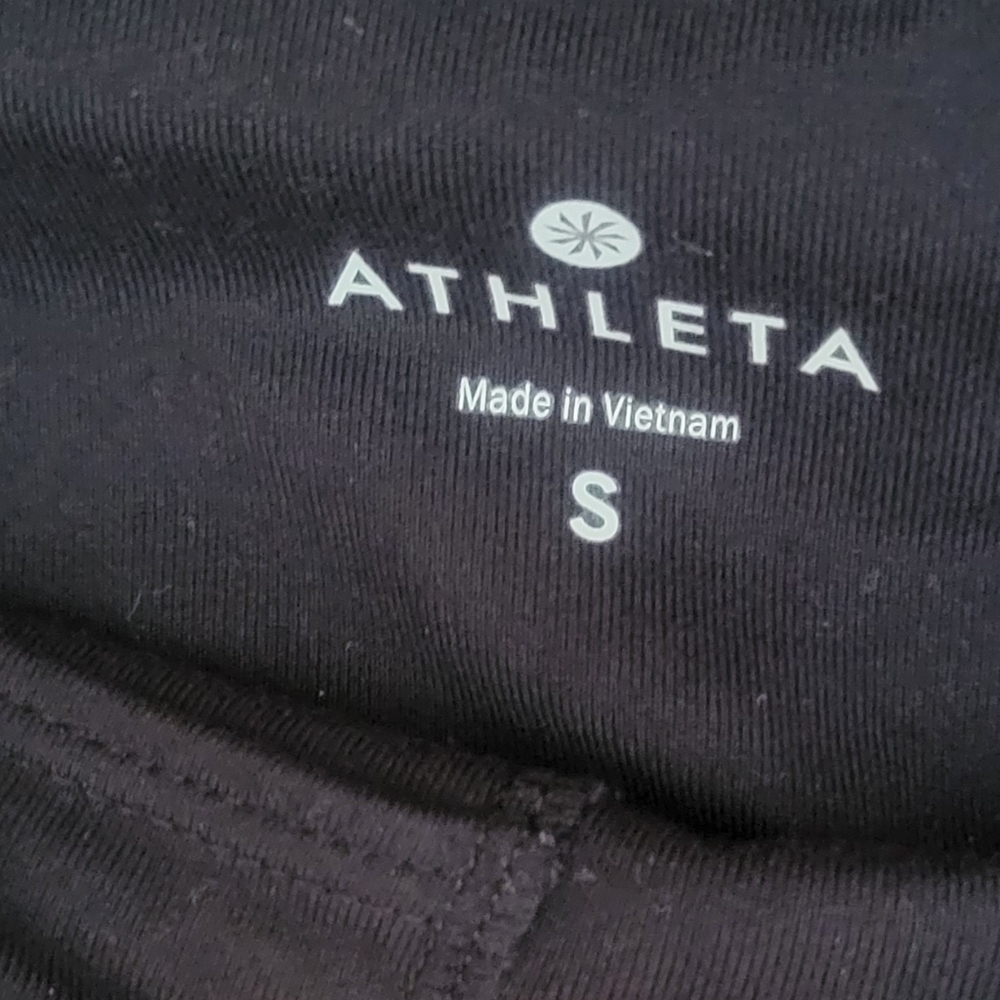 Athleta Womens Small Black Balance Capri Leggings Black with Gray and Black Trim - Picture 5 of 6